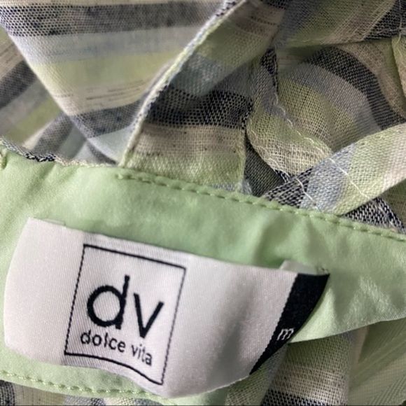 New DV By Dolce Vita Medium Dress Fit N Flare Striped Sleeveless‎ Cutout Back - Picture 2 of 10